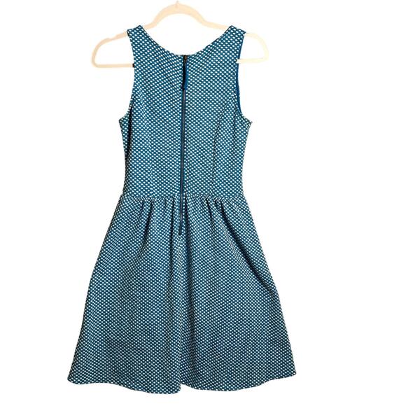 Maeve Sz S Blue and White Polka Dot Fit & Flare Dress Sleeveless Anthro Tradwife - Picture 2 of 9